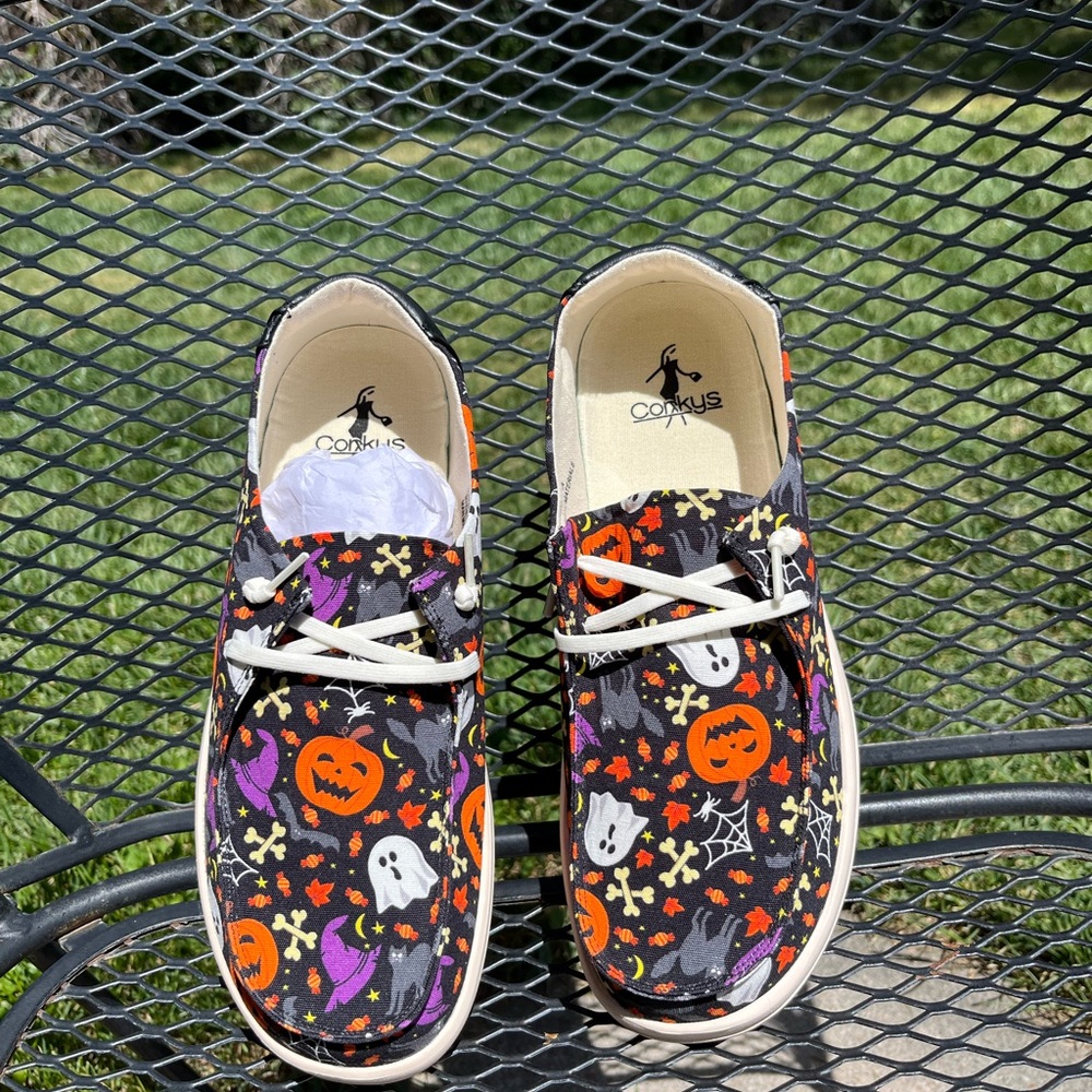 Corkys Halloween Graphic Slip-On Sneakers - Black/Orange/Purple